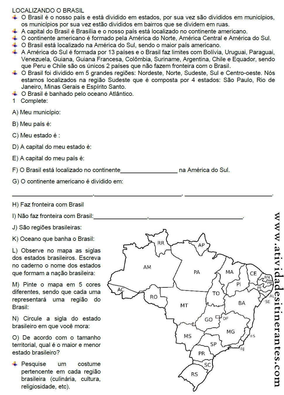 Atividade De Geografia 7º Ano Explorando O Mundo Seu Idioma