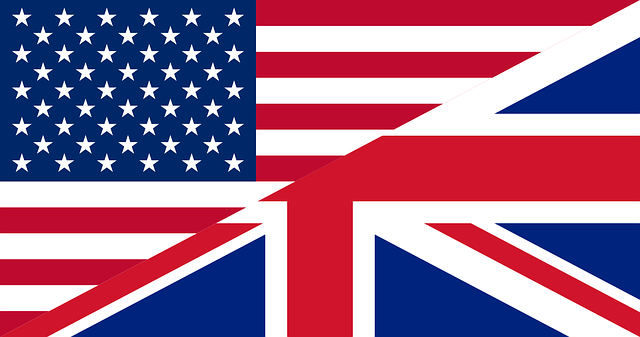 Imagem com metade da bandeira dos estados unidos e metade da inglaterra